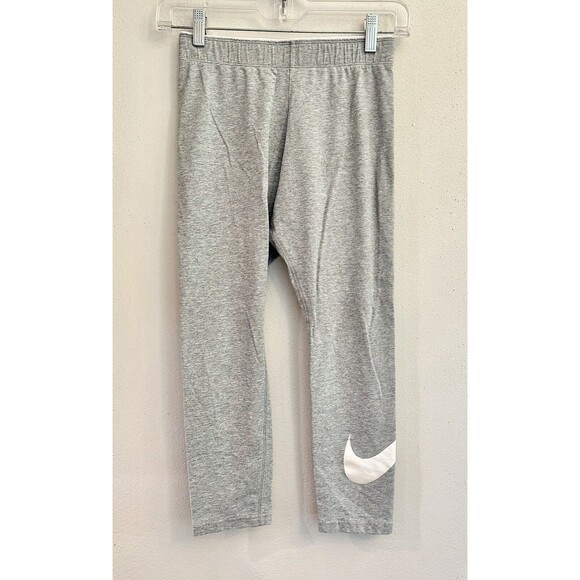 NIKE Sportswear Essential Womens‎ Mid-Rise Swoosh Leggings Gray White Size Small - Picture 1 of 9